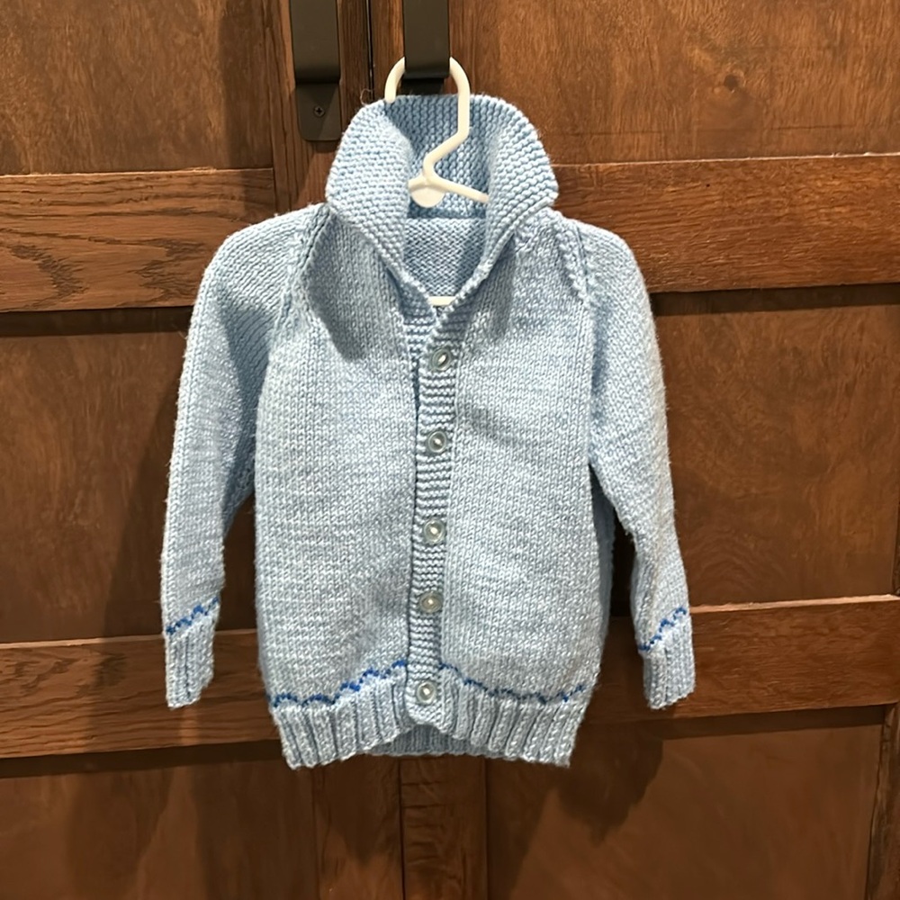 Handmade knitted boys sweater/cartigan